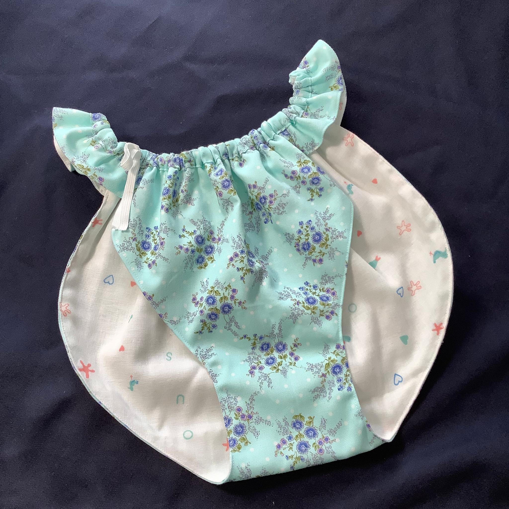 フンティ・姫パン・ふんどしパンツ【027-a】繊細さん敏感肌に優しいリラクゼーションふんティ青フラワーwガーゼ海 | 2枚目